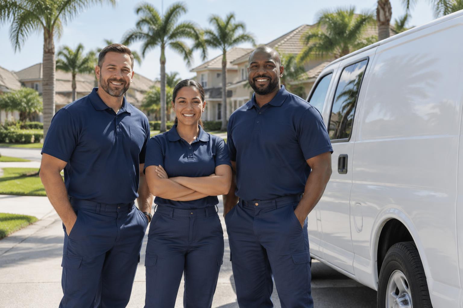 iContracting Water technicians beside their service van in a Central Florida neighborhood